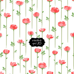Seamless Floral Pattern with Roses. Vector illustration, eps10.