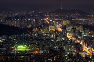 Fototapeta na wymiar Gangnam and Seocho view at night