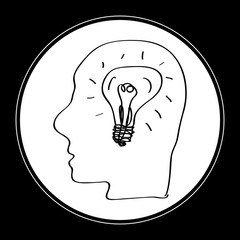Simple doodle of a head with light