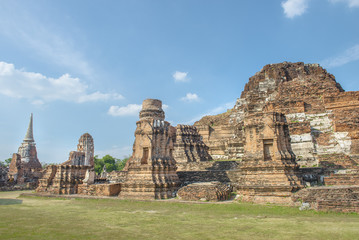 The ruins of pagoda at Wat Mahathat temple, Ayutthaya Province,