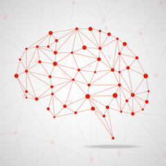 Abstract geometric brain, network connections. Vector illustration. Eps 10