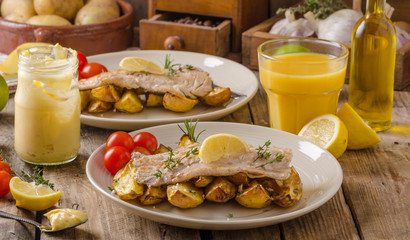 Rainbow trout fillet with roasted potatoes