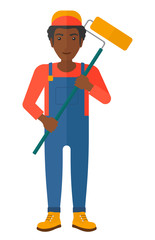 Painter with paint roller.