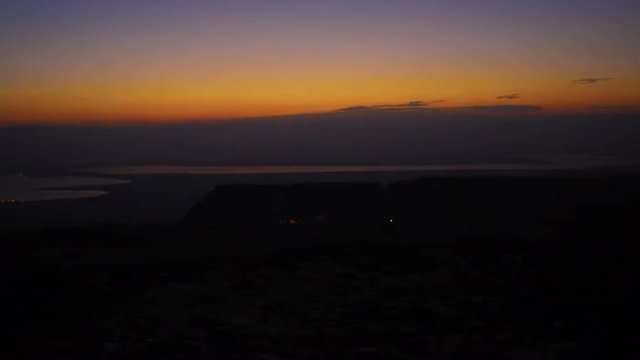 Time-lapse at sunrise in Masada, Israel.