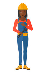 Cheerful repairer with spanner.