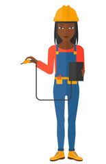 Electrician with electrical equipment.