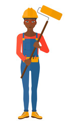 Painter with paint roller.