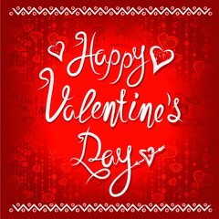 Happy Valentines day vintage red lettering background