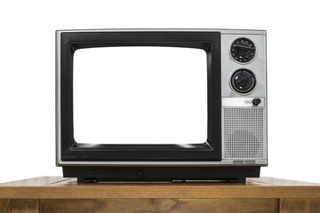 Analog Television on White with Cut Out Screen