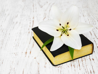 easter lily and bible