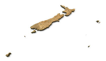 3D New Zealand Map Dry Earth