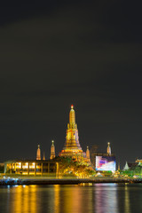 Lighting show at Wat Arun Temple for new year 2016 celebration,