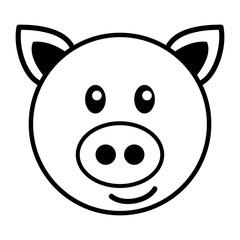 Simple Cartoon Of A Cute Pig
