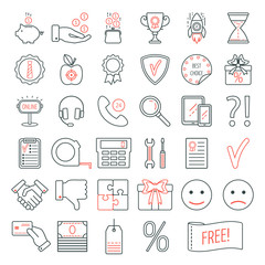 Set of linear web design icons. Modern line icons for business, web development and landing page. Flat design. Vector
