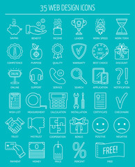 Naklejka premium Linear web design icons. Line icons for business, web development and landing page. Flat design. Vector
