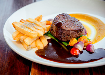 Meat with fried potatoes