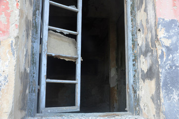old broken wooden window 