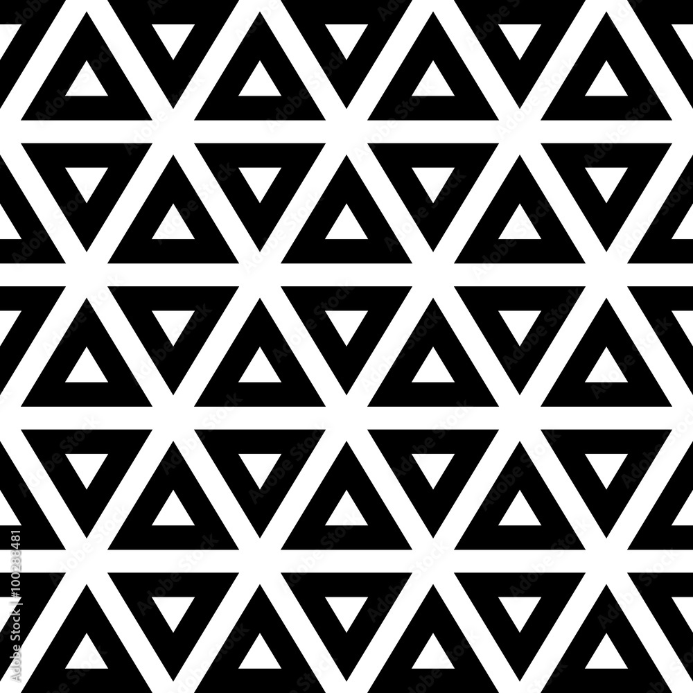 Aufkleber Vector geometric seamless balck triangle pattern background.