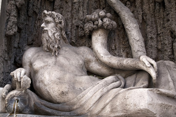 Fototapeta na wymiar One of the late 16th century Quattro Fontane - Four Fountains in the Trevi District of Rome, Italy