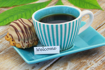 Welcome card with chocolate and toffee cookie

