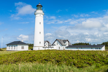 Fototapeta na wymiar a White lighthouse with buildings