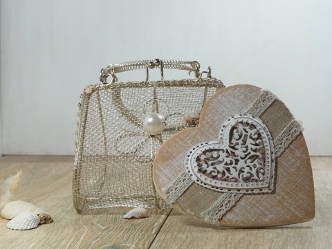 Valentine's Day  - heart and mesh bag
