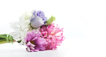 Bouquet of fresh flowers isolated on white.