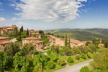 Fototapeta na wymiar Aerial View of Montalcino, the City of Brunello Wine, Italy