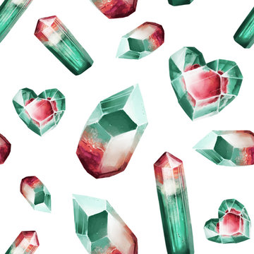 Watermelon Tourmaline Seamless Pattern