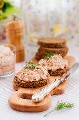 Smoked Salmon, Cream Cheese, Dill and Horseradish Pate on Rye Br