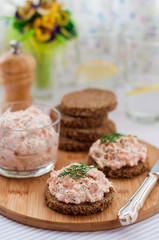Smoked Salmon, Cream Cheese, Dill and Horseradish Pate on Rye Br
