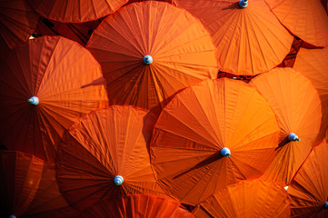 Red Thai parasols