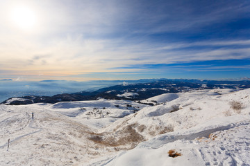 Fototapeta na wymiar Winter panorama from Monte Grappa, Italy