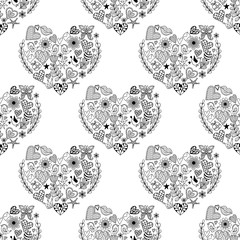 Hand drawn artistically ethnic ornamental seamless black pattern