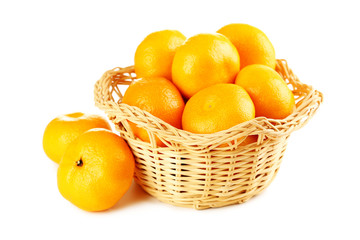 Ripe mandarins isolated on a white