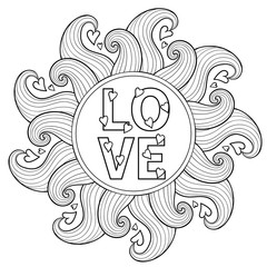 Hand drawn floral frame  for adult coloring pages, artistically