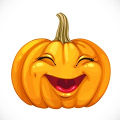 Cartoon smiling pumpkin isolated on white background