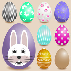 Set of realistic Easter eggs
