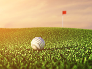 Golf ball on green ,Golf  tournament, Golf course at dusk
