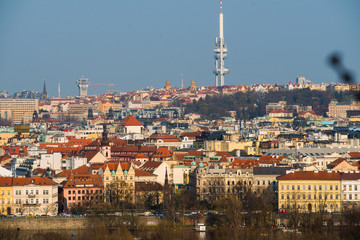Fototapeta premium Aerial view over Old Town in Prague