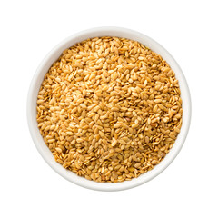 Golden Flax Seed in a Ceramic Bowl