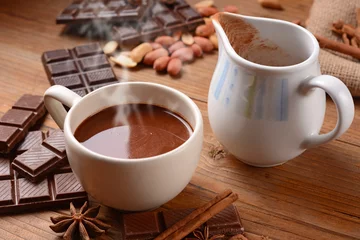 Foto op Plexiglas Chocolade exquise warme chocolademelk in de beker