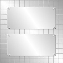 metallic background and two plaques