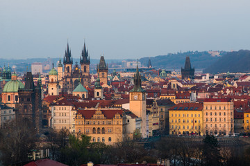Fototapeta premium Aerial view over Old Town in Prague