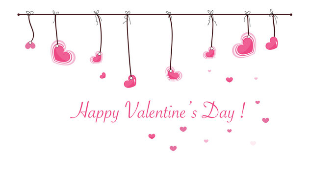 Valentine's Day card with hanging sweet hearts vector greeting card