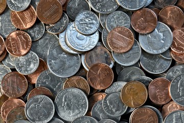 Coins laying in a pile