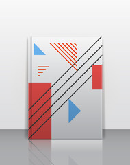 Book cover design template. Shapes and lines abstract mock up for book, journal, brochure or report.