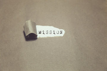 torn paper with Word Mission, business concept paper bacground