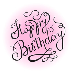 Happy birthday handwritten lettering design element for invitation