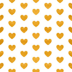 Seamless pattern of golden hearts.